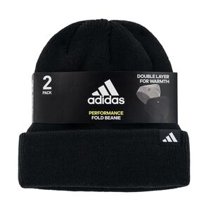 Adidas Unisex Fold Beanies In Black And Gray 2 Pack